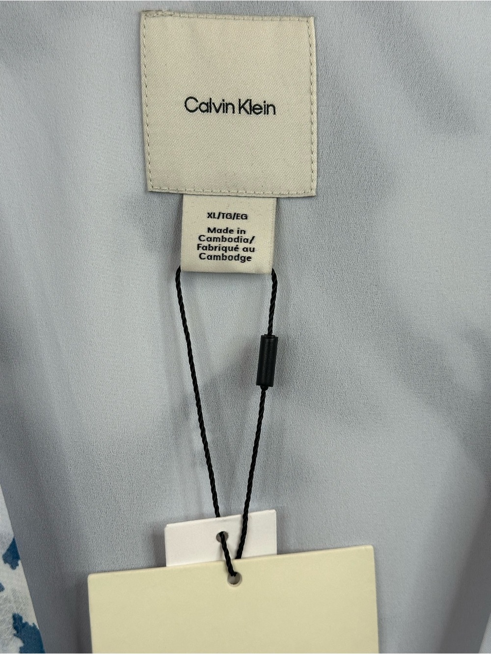 Calvin Klein Blue & White Abstract Wrap Top, XL, NWT - Picture 2 of 7
